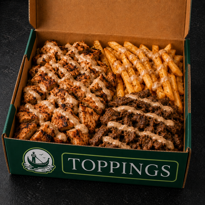 Kebab Meat Box with five meats, fries and naan